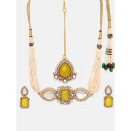Ruby Raang Studio Yellow Stone and Mossanite Choker Jewellery Set image 4