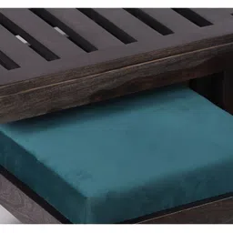 Ikiriya Black Textured Wooden Coffee Table and Stool With Cushion image 4