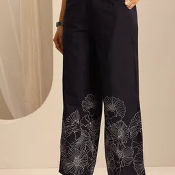 Libas Floral Printed Mandarin Collar Tunic With Palazzos image 5