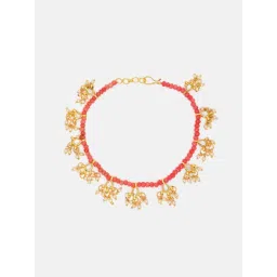 Ruby Raang Studio Red Beads Kundan-Stone Anklets image 4