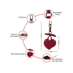 Sassora Genuine Leather Heart Shape Women Red Key Case (S) image 5
