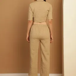 Indian Needle Self design Lapel Neck Top With Flared Trouser image 2