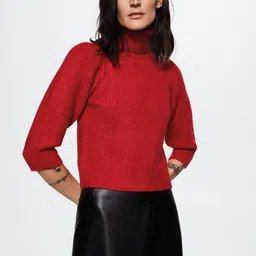 MANGO Women Maroon Solid Sustainable Pullover-picture-21