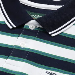 ColorPlus Striped Polo Collar Pure Cotton Comfort Fit T-shirt image 2