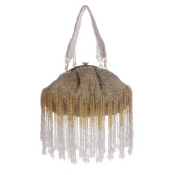 SWISNI Golden Silver Crystal Half Frame Clutch Bag (S) image 2