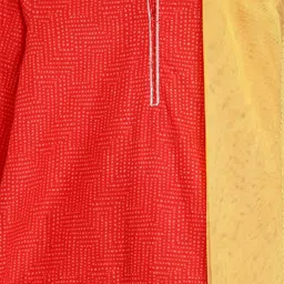 Biba Girls Red & Yellow Printed Kurta with Salwar & Dupatta image 4