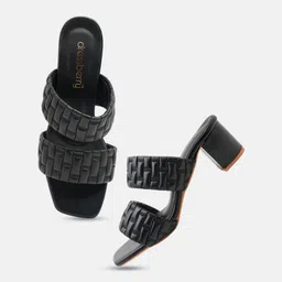 DressBerry Women Textured Party Block Sandals image 4