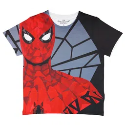 Marvel by Wear Your Mind Boys Black & White Printed Round Neck T-shirt image 1