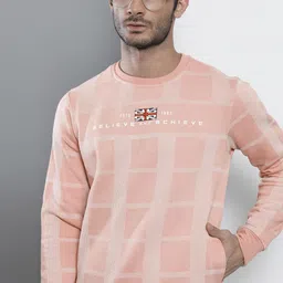 The Indian Garage Co Men Pink Checked Sweatshirt-picture-19
