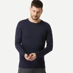 Men Long-sleeve Merino Wool T-shirt - MT500 Blue-image-2