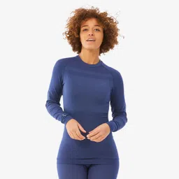 Women’s Warm, Breathable Seamless Thermal Base Layer Ski Top - BL500 - Navy-image-10