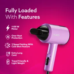 Agaro HD-1211 Hair Dryer 1100 Watts, 2 Heat Speed And Cool Mode, Foldable (Compact In Size) image 5