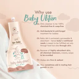 Nat Habit Baby Daily Ubtan, No Tears Cleanser, Baby body wash with Milk & Nut, Soap Free Formula image 5