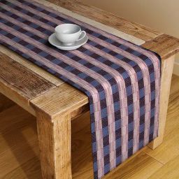 NEUDIS Blue & Red Hand Woven Cotton 6 Seater Table Runner - Set of 1-picture-25