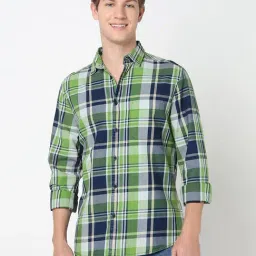 R&B Green Cotton Regular Fit Checks Shirt-picture-24