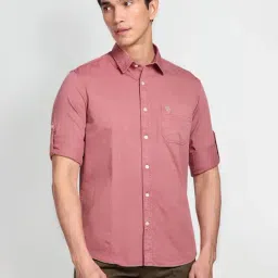 U.S. Polo Assn. Pink Cotton Regular Fit Shirt-picture-14