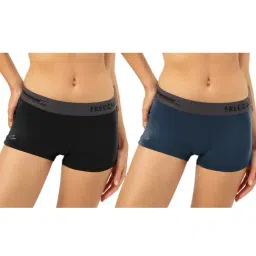 Freecultr Black & Blue Plain Boy-Shorts Panties - Pack Of 2-image-42