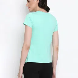 Clovia Turquoise Graphic Print T-Shirt image 2
