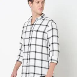 R&B White Cotton Regular Fit Checks Shirt image 3