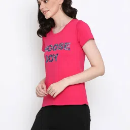 Clovia Pink Graphic Print T-Shirt image 3
