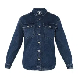 Only Medium Blue Denim Cotton Regular Fit Jacket image 4
