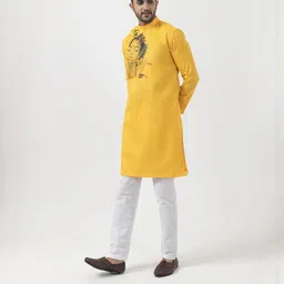 PulseIQ Men Mustard Kurtas image 3