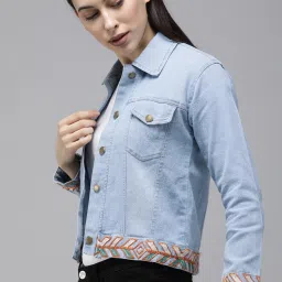 VOXATI Blue Embroidered Denim Jacket image 3