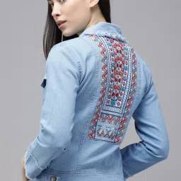 VOXATI Blue Regular Fit Denim Jacket image 2
