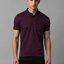 Louis Philippe Sport Purple Cotton Slim Fit Printed Polo T-Shirt-picture-16