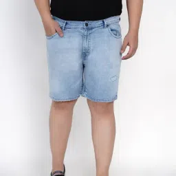 John Pride Blue Cotton Plus Size Shorts-picture-10