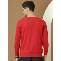 Vimal Jonney Maroon Fleece Regular Fit Printed Sweatshirt image 2