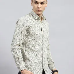 cloak & decker by monte carlo Cloak & Decker Green Cotton Regular Fit Printed Shirt image 4