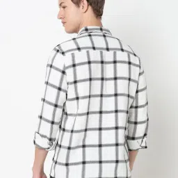 R&B White Cotton Regular Fit Checks Shirt image 2