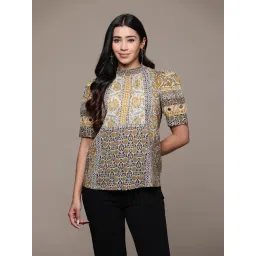 aarke Ritu Kumar Grey Cotton Viscose Printed Top-picture-24