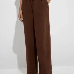 Bombay Paisley by Westside Brown Solid Cotton-Blend Pants-picture-16