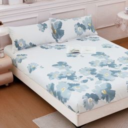 Story@home Blue & White Floral Cotton 186 TC Double Queen Bedsheet Set-2.25 m X 2.50 m-picture-10