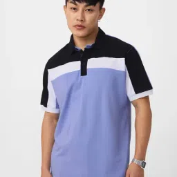 The Souled Store Skyline Cotton Regular Fit Colour Block Polo T-Shirt-image-74