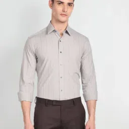 Arrow New York Grey Cotton Slim Fit Striped Shirt-picture-32