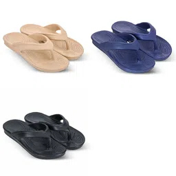 Feel alive Men Set Of 3 Self Design EVA Casual Thong Flip Flops-picture-2