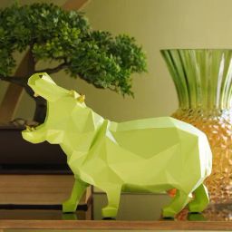 Pure Home and Living Green Polyresin Hippopotamus Figurine-picture-37