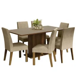 Madesa Brown & Beige Engineered Wood Renata 6 Seater Dining Set image 2