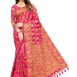 COSBILA FASHION Floral Woven Design Zari Silk Cotton Banarasi Saree-picture-16