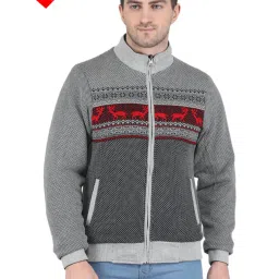 Monte Carlo Grey & Black Regular Fit Self Design Reversible Jacket image 1