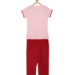 Sweet Dreams Kids Soft Pink & Red Embellished T-Shirt with Capris image 2
