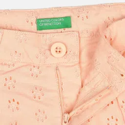 United Colors of Benetton Kids Peach Cotton Floral Print Shorts image 3