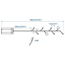 ikea stråla LED lighting chain with 80 lights, battery-operated dots/silver-colour image 4