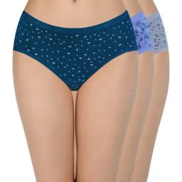 Amante Blue & Grey Cotton Floral Print Hipster Panties - Pack Of 3-picture-13