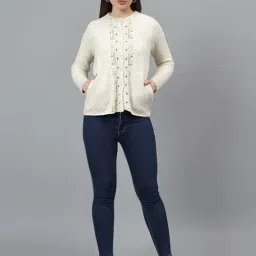 Cantabil Ivory Regular Fit Self Design Cardigan image 5