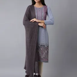 W Grey Woven Pattern Stole image 2