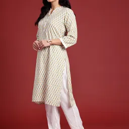 Anouk Women Ethnic Motifs Printed Regular Pure Cotton Kurta with Trousers image 3
